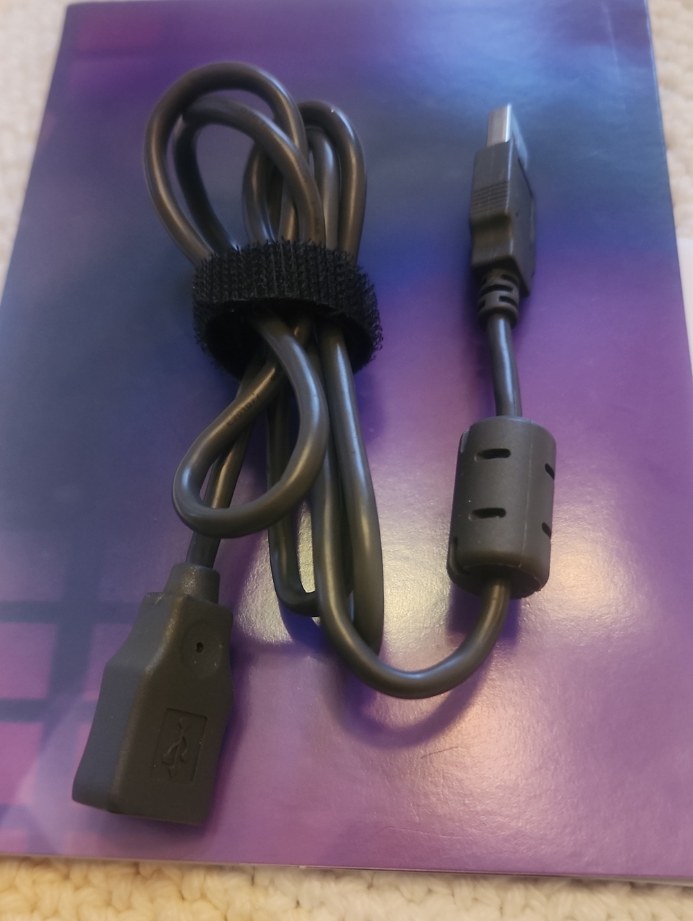 Black 3' Foot USB Extension Cable with Ferrite Bead